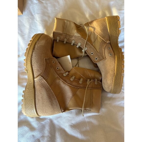 McRae Tan Army Combat Boots 6.5W Military Style Durable Canvas & Suede main image 8